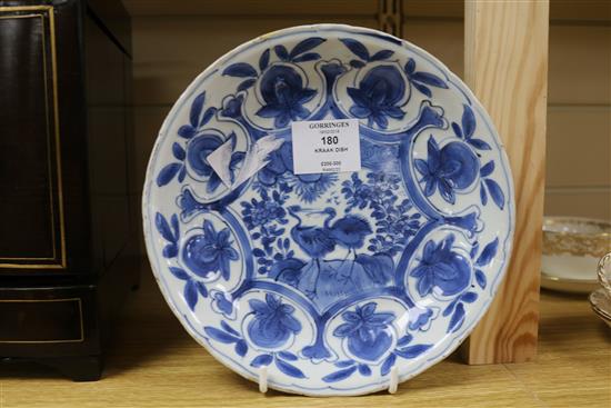 A Kraak blue and white saucer dish, 20cm